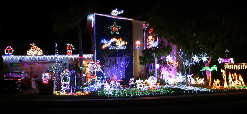 Mike Keys spends the whole month of November preparing his Noosaville Christmas lights display. Mike Keys spends the whole month of November preparing his Noosaville Christmas lights display.